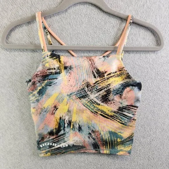 Athleta Girl Sports Bra Girls 12 Simone Biles Brushstroke Tank Because I Can - Picture 1 of 14